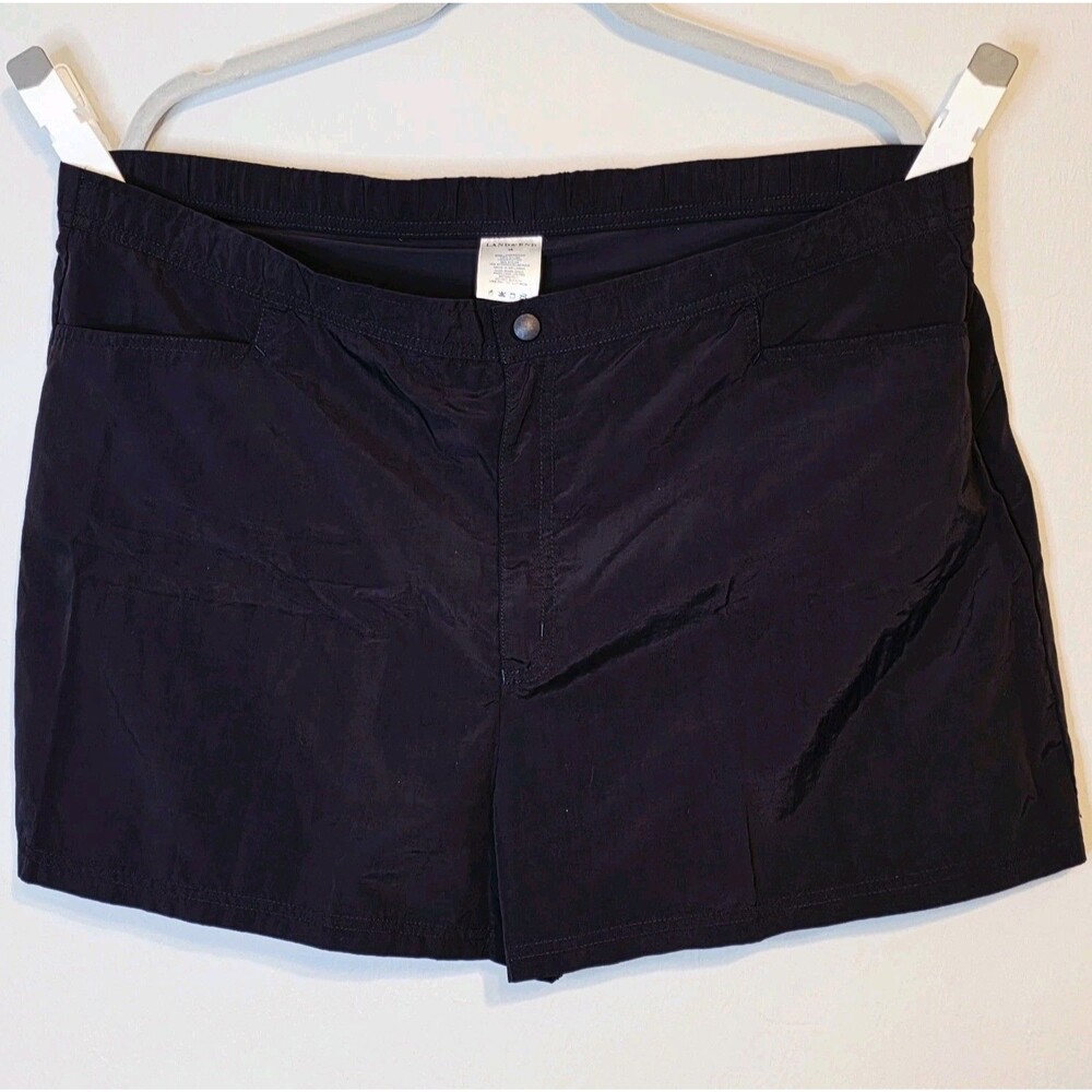 Lands' End Nylon Shorts Liner Swim Outdoor Hiking Women's 18 Black Pockets Zip